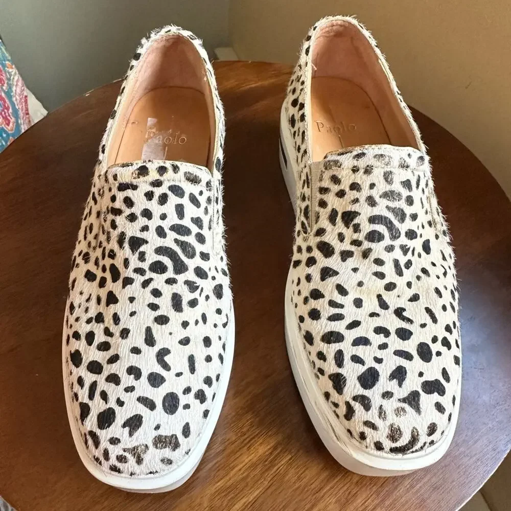 Paolo Genuine Calf Hair Animal Print Platform Slip-Ons | Streetwear Chic sz 7.5